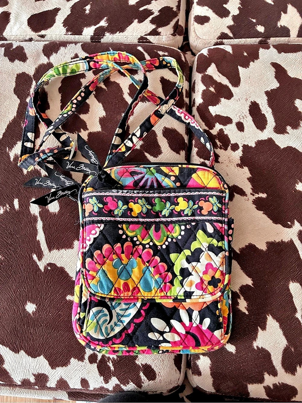 Vera Bradley Disney Mickey's Magical Blooms Mini Hipster Black & Pink